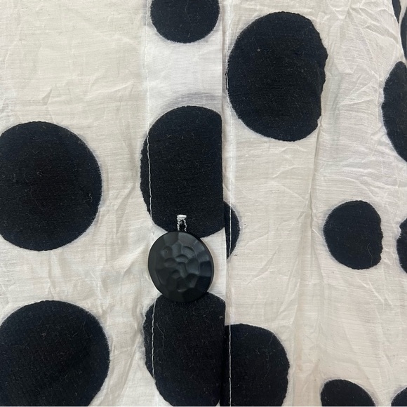 YUSHI Women’s Crinkle Print JACKET Black White Polka Dot ART TO WEAR Sz M - Picture 4 of 15